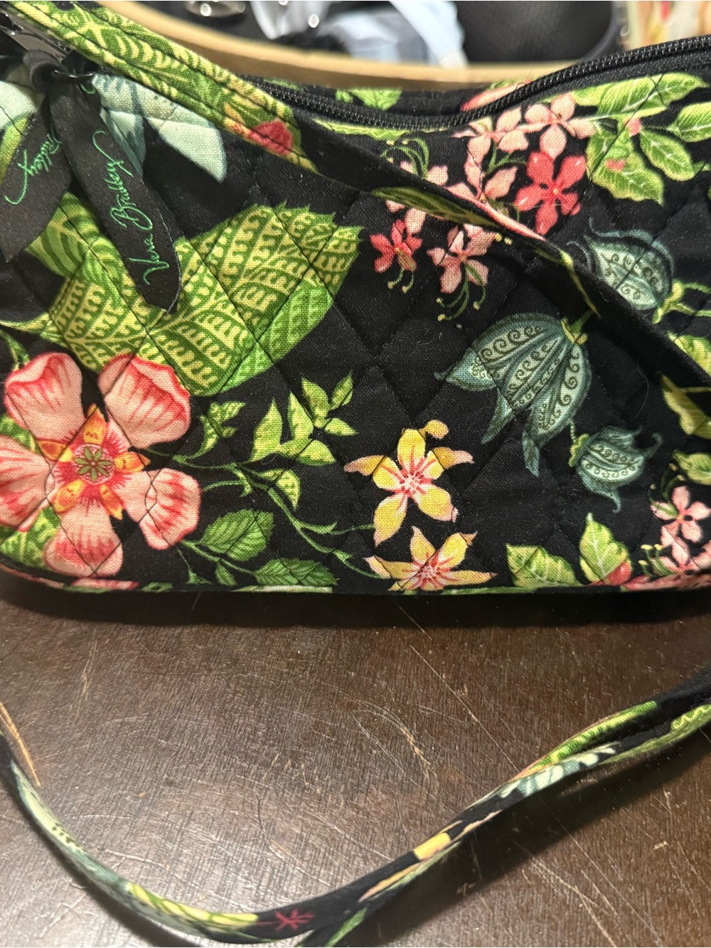 Vera Bradley Black Floral Quilted crossbody vintage